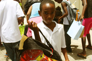 child with backpack