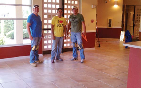 Office foyer with new tile