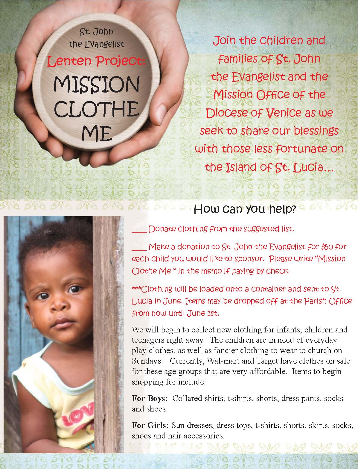 mission clothe me flyer