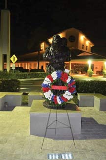 Veterans Memorial at night